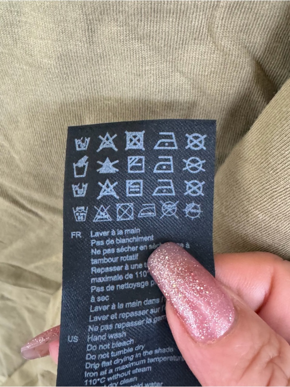 NEW Sandro Olive Green Rhinestone Embellished T-Shirt Size 4 US XL - Picture 9 of 11